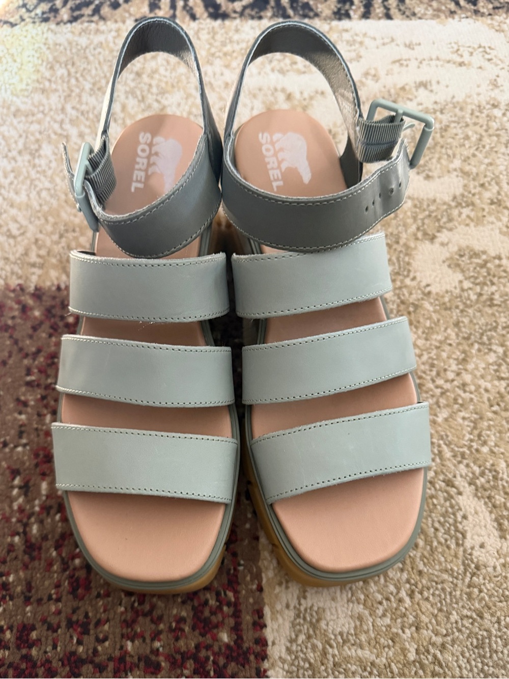 SOREL Chunky Platform Strappy Sandals in Light Green. New in box. - Picture 2 of 6